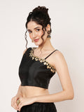Silk Blend One Shoulder Embellished Readymade Blouse