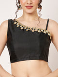 Silk Blend One Shoulder Embellished Readymade Blouse