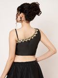 Silk Blend One Shoulder Embellished Readymade Blouse