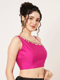 Silk Blend One Shoulder Embellished Readymade Blouse