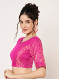 Brocade Short Sleeves Readymade Blouse