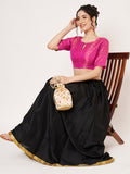 Brocade Short Sleeves Readymade Blouse