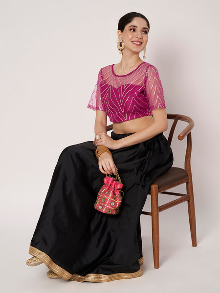 Net Gota Embroidered Readymade Blouse