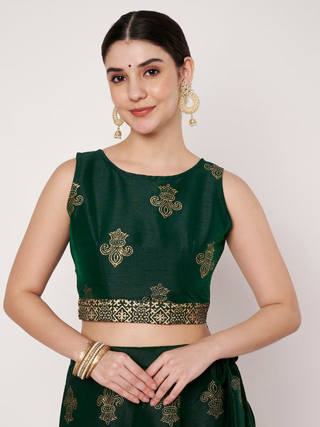 Dupion Block Printed Back-tie Readymade Blouse