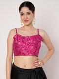 Dupion Hand Block Printed Spaghetti Readymade Blouse
