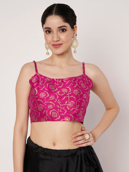 Dupion Hand Block Printed Spaghetti Readymade Blouse