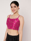 Dupion Hand Block Printed Spaghetti Readymade Blouse