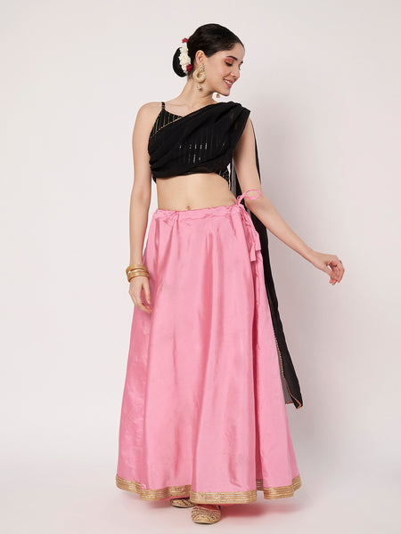 Georgette Embroidered Spaghetti Readymade Blouse with attached Duaptta