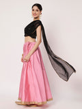 Georgette Embroidered Spaghetti Readymade Blouse with attached Duaptta