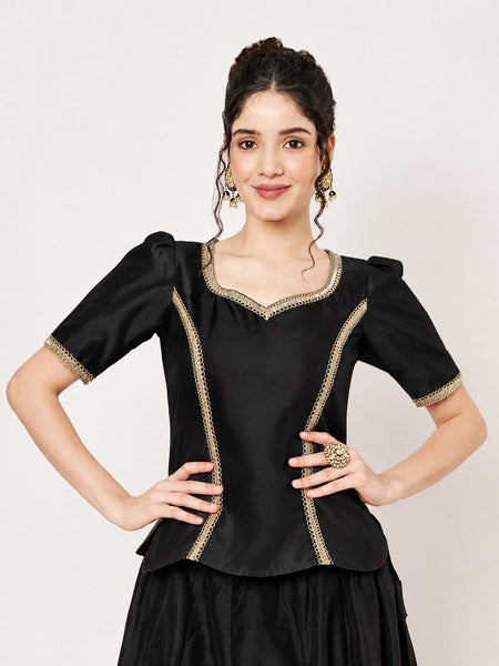 Silk Blend Embellished Readymade Blouse