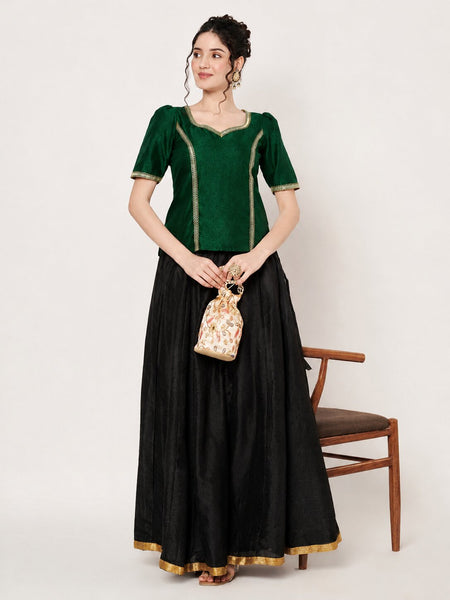 Silk Blend Embellished Readymade Blouse