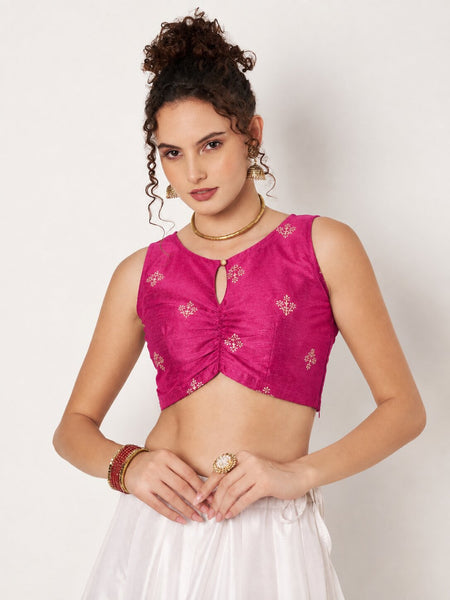 Dupion Hand Block Printed Readymade Blouse