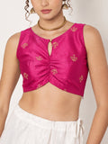 Dupion Hand Block Printed Readymade Blouse
