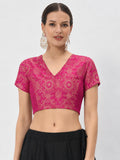 Silk Blend Printed Stretchable Readymade Blouse