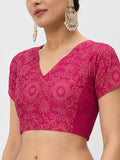 Silk Blend Printed Stretchable Readymade Blouse