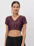 Silk Blend Printed Stretchable Readymade Blouse
