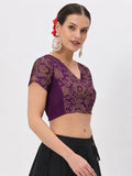Silk Blend Printed Stretchable Readymade Blouse