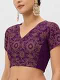 Silk Blend Printed Stretchable Readymade Blouse