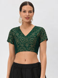 Silk Blend Printed Stretchable Readymade Blouse