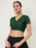 Silk Blend Printed Stretchable Readymade Blouse