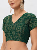 Silk Blend Printed Stretchable Readymade Blouse