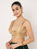 Silk Tissue Buti V-Neck Padded Blouse