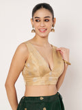 Silk Tissue Buti V-Neck Padded Blouse