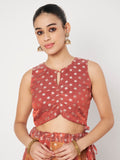 Silk Tissue Buti Key-hole Blouse