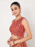 Silk Tissue Buti Key-hole Blouse