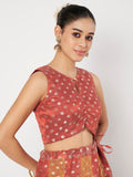 Silk Tissue Buti Key-hole Blouse