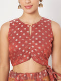 Silk Tissue Buti Key-hole Blouse