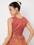 Silk Tissue Buti Key-hole Blouse