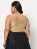 Plus Size Net Sequin Embroidered Spaghetti Crop Top