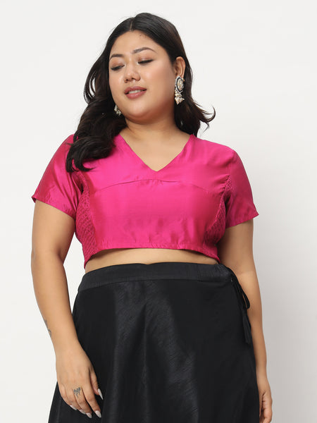 Plus Size Silk Blend Stretchable Crop Top