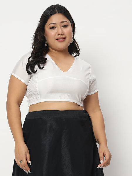 Plus Size Silk Blend Stretchable Crop Top