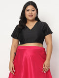 Plus Size Silk Blend Stretchable Crop Top