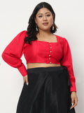 Plus Size Chroma Button Down Crop Top