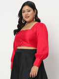 Plus Size Chroma Button Down Crop Top