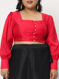 Plus Size Chroma Button Down Crop Top