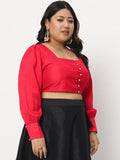 Plus Size Chroma Button Down Crop Top