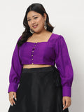 Plus Size Chroma Button Down Crop Top