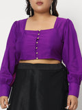 Plus Size Chroma Button Down Crop Top