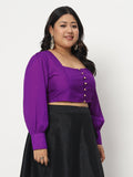 Plus Size Chroma Button Down Crop Top