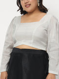 Plus Size Cotton Tissue Sheer Sleeves Crop Top