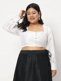 Plus Size Chroma Button Down Crop Top