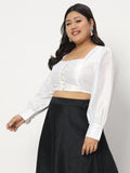 Plus Size Chroma Button Down Crop Top