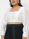 Plus Size Chroma Button Down Crop Top