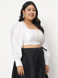 Plus Size Chroma Button Down Crop Top