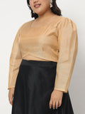 Plus Size Cotton Tissue Sheer Sleeves Crop Top