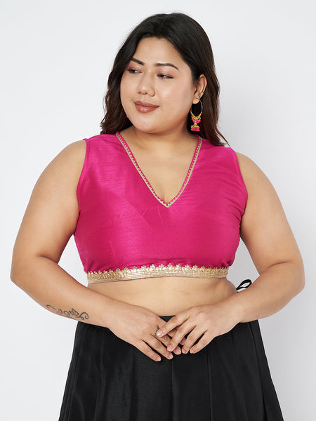 Plus Size Dupion Embellished Crop Top